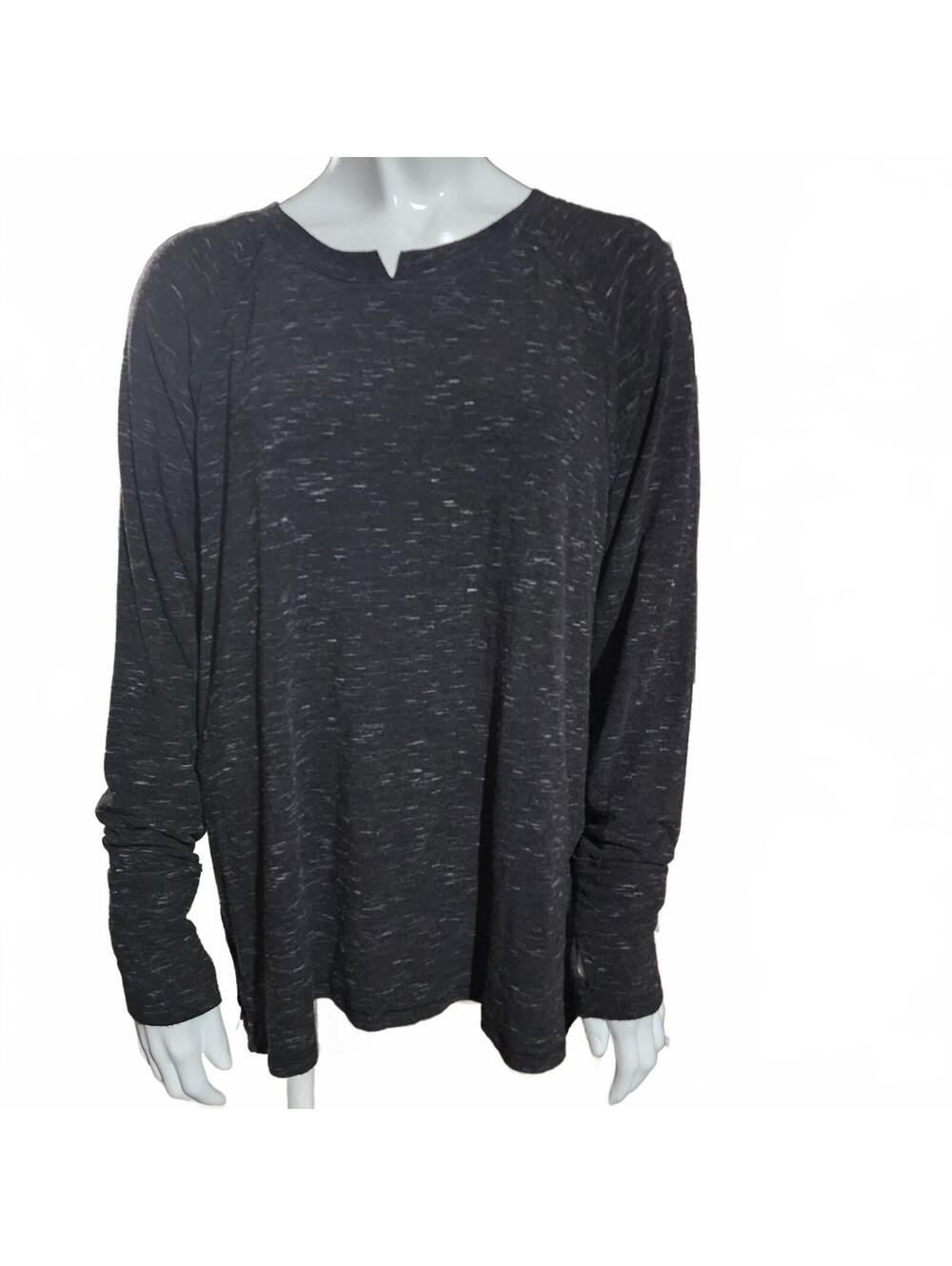 Spring + Mercer Charcoal Space Dye Long Sleeve Tee Size L